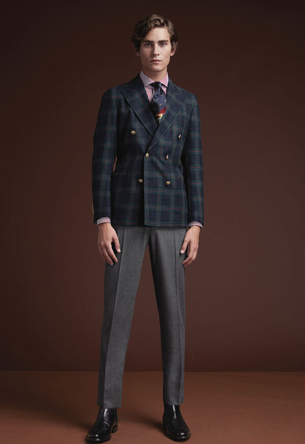 Paul Stuart Shop Double Breasted Navy Tartan Look, image 1